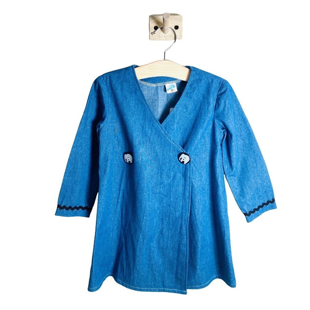 NWT Fish & Grits Denim Designer Girls Boutique Wrap Dress Size 4